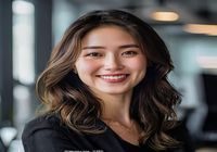 大熊美女主编熊编辑头像，女性编辑在办公室微笑，专业干练气质